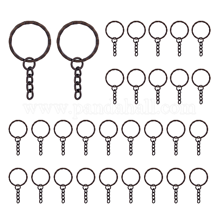 DICOSMETIC 100Pcs Keychain Clasp Findings 25mm Flat Round Key Ring Red Copper Key Ring and Chains Antique Split Key Rings Metal Keychain for Resin Crafts Home Car Keys Organization IFIN-DC0001-03-1
