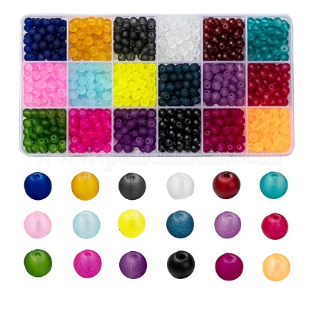 18 colores perlas de vidrio transparente FGLA-X0001-04A-6mm-1