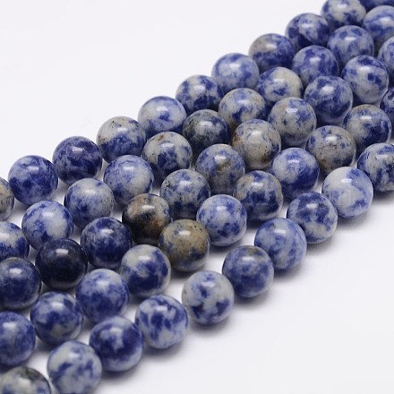 Brins de perles de jaspe de tache bleue naturelle X-G-R193-15-6mm-1