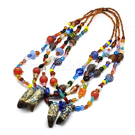 Colorful Lampwork Beaded Necklaces NJEW-K011-18-1