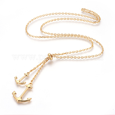 304 Stainless Steel Lariat Necklaces NJEW-O107-05G-1