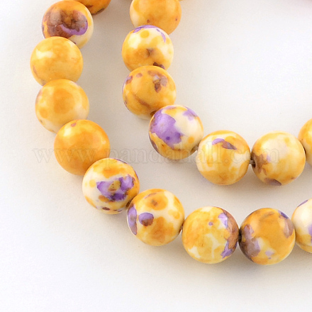 Dyed Natural Ocean White Jade Round Bead Strands G-R295-6mm-11-1