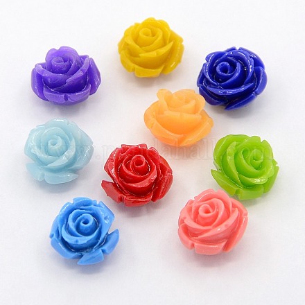 Synthetic Coral 3D Flower Rose Beads X-CORA-A006-12mm-M-1