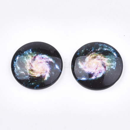 Cabochons en verre imprimé motif ciel étoilé GGLA-N004-25mm-D79-1