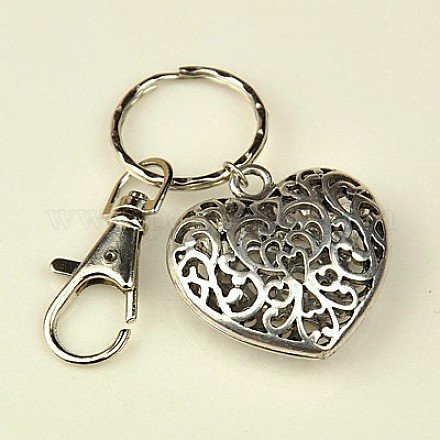 Valentines cadeaux de jour coeur porte-clés de style tibétain X-KEYC-JKC0009-25-1