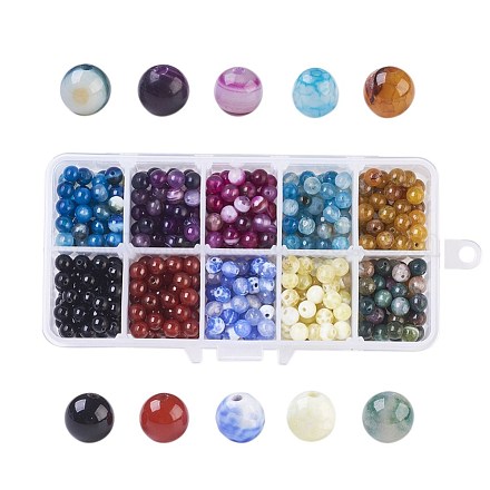 Perles d'agate naturelles G-JP0001-03-6mm-1