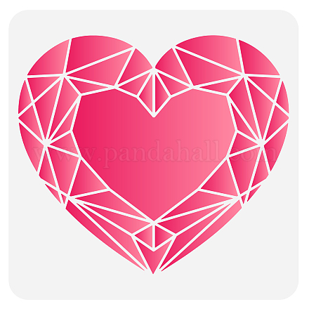 FINGERINSPIRE Big Heart Painting Stencil 11.8x11.8 inch Geometric Heart Drawing Stencil Flowers Reusable Plastic PET Love Heart Craft Stencil for Wall DIY-WH0391-0017-1