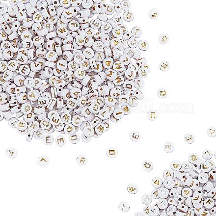 arricraft About 1680 pcs 7mm Flat Round Lettter/Heart Beads PACR-NB0001-03-1