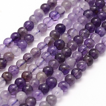 Natural Amethyst Beads Strands G-P335-02-4mm-1