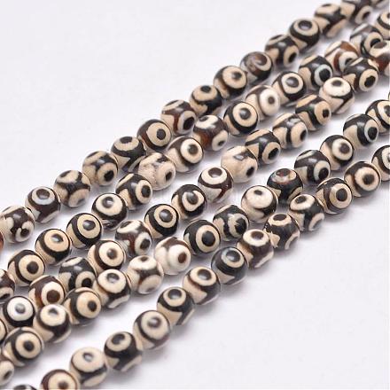 Fili di perle di agata dzi naturale tibetana a 3 occhio G-F354-03-1