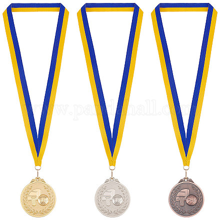 Fingerinspire 3 Uds. Medalla de baloncesto de premio de aleación de 3 colores AJEW-FG0003-35-1