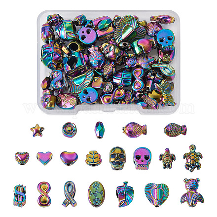 Kissitty 80 piezas 20 estilo estante chapado arco iris color aleación cuentas FIND-KS0001-18-1