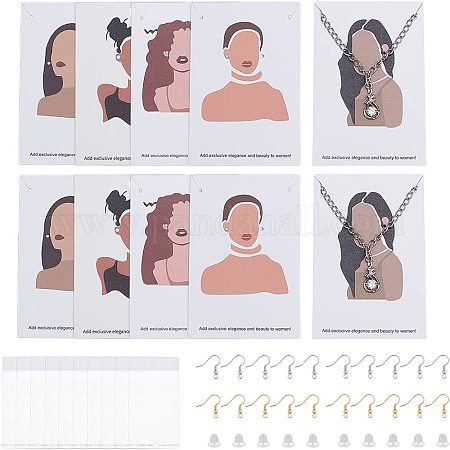 200pcs Earring Display Cards Set, Including 50pcs Earring Display Cards,  50pcs Self-Sealing Bags And 100pcs Earring Backs And Pendant Display Cards  For Diy Jewelry Presentation