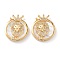Real 18K Gold Plated Brass Micro Pave Clear Cubic Zirconia Pendants, with Shell, Long-Lasting Plated, Flat Round with Constellation, Leo, 21x18x3mm, Hole: 1.8mm