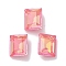 Glass Rhinestone Cabochons, Point Back & Back Plated, Faceted, Rectangle, Light Rose, 8x10x4mm