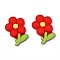 Opaque Resin Cabochons, Flower, Red, 22x16x5mm