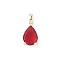 Brass Pendants, Teardrop Charms, with Micro Pave Cubic Zirconia and Crystal Zirconium, Cadmium Free & Lead Free, JUL, Golden, FireBrick, 14x6x5mm, Hole: 2.5x4mm