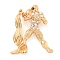 Golden Zinc Alloy with Rhinestone Brooches, Twelve Constellations, Pisces, 53x41x13mm