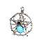 Synthetic Turquoise Pendants, Spider, 37x43mm