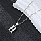 201 Stainless Steel Crystal Rhinestone Initial Pendant Necklaces, Stainless Steel Color, Non-Tarnish, Letter H, 15.75 inch(40cm)