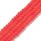 Transparent Glass Beads Strands, Faceted, Frosted, Rondelle, Crimson, 2.3~2.7x2mm, Hole: 0.4mm, about 135~140pcs/strand, 26~27cm