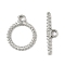 304 Stainless Steel Toggle Clasps, Textured Ring, Stainless Steel Color, 20x6x2mm, Hole: 2.5mm