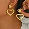 Elegant 201 Stainless Steel Stud Earrings, Golden, Heart, 45x35mm