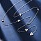 304 Stainless Steel Crystal Rhinestone Heart Lariat Necklaces, Stainless Steel Color, 15.94 inch(40.5cm) Long+57mm Extender