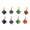 8Pcs 4 Colors Glass Charms, Cross, with Brass Loop, Faceted, Platinum & Golden, 14x14x7~8mm, Hole: 5x4mm, 2pcs/colors