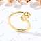 Brass Cuff Rings for Women, Letter, Letter H, Inner Diameter: 15.6mm