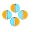 Transaprent Resin & Wood Pendants, Flat Round, Two Tone, Goldenrod, 28.1x3.8mm, Hole: 2mm