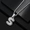 Brass Micro Pave Clear Cubic Zirconia Chunky Initial Pendant Necklaces, Platinum, Letter S, 19.69 inch(50cm)