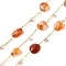 Handmade Natural Carnelian Nuggest Beaded Chains, Soldered, with ABS Plastic Beads and Rack Plating Brass Findings, Long-Lasting Plated, Lead Free & Cadmium Free, with Spool, Real 18K Gold Plated, 4~7x6~12x3~5mm