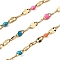 304 Stainless Steel Dapped Chains, with Enamel, Soldered, with Spool, Real 18K Gold Plated, Mixed Color, 2mm
