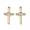 Alloy Rhinestone Pendants, Cross Charms, Golden, 26x14.5x4.5mm, Hole: 1.8mm