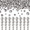 150Pcs 5 Styles Brass Beads, Long-Lasting Plated, Spiral Round, Nickel Free, Real Platinum Plated, 2.5~5.5x2~5.5mm, Hole: 1~2mm, 30pcs/style
