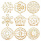 OLYCRAFT 9Pcs Sacred Geometry Metal Energy Stickers Flower of Life Orgone Pyramid Stickers Stainless Steel Golden Stickers for Scrapbooks DIY Resin Crafts Phone & Water Bottle Decoration
