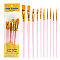 Paint Plastic Brushes Set, with Aluminium Tube, for DIY Oil Watercolor Painting Craft, Lavender Blush, 16.9~18.5cm, 10pcs/set