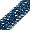 Electroplate Glass Beads Strands, AB Color Plated, Faceted, Rondelle, Teal, 8x6mm, Hole: 1mm, about 60~62pcs/strand, 39~40cm