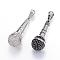 304 Stainless Steel Big Pendants, with Rhinestones, Microphone, Mixed Color, 53x20.5mm, Hole: 6x12mm
