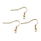 304 Stainless Steel Earring Hooks, Ear Wire, with Horizontal Loop, Real 18K Gold Plated, 20~21x24~26x3mm, Hole: 2mm, 20 Gauge, Pin: 0.8mm