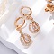 Brass Micro Pave Clear Cubic Zirconia Leverback Earrings, Long-Lasting Plated, Rack Plating, Lead Free & Cadmium Free, Teardrop, Champagne Gold, 36.5x11mm