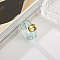 Rectangle Resin with Glass Finger Rings for Women, Light Cyan, Inner Diameter: 17mm