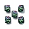 Handmade Lampwork Beads, Rectangle with Flower, Black, 15.5x13x9.5mm, Hole: 2.5mm