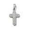 Ion Plating(IP) 304 Stainless Steel Micro Pave Cubic Zirconia Pendants, Cross Charms, Stainless Steel Color, 17.5x10.5x2mm, Hole: 4x2.5mm