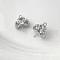 Brass with Cubic Zirconia Peg Bails, Baroque Finding, Leaf, Platinum, 11x10mm