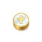 Stainless Steel Beads, Flat Round, Golden, Cross, 9x3mm