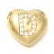 Rack Plating Brass Micro Pave Cubic Zirconia Pendants, Cadmium Free & Lead Free, Heart with Letter A~Z Charms, Real 18K Gold Plated, Letter D, 14.5x16x6mm, Hole: 3mm