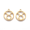 201 Stainless Steel Pendants, Manual Polishing, Ring with Twelve Constellations, Golden, Taurus, 18x16x1.5mm, Hole: 1.6mm