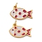 304 Stainless Steel Enamel Charms, Fish Charms, with Jump Ring, Ion Plating(IP), Real 18K Gold Plated, White, 9.5x14.5x1.5mm, Hole: 2.5mm